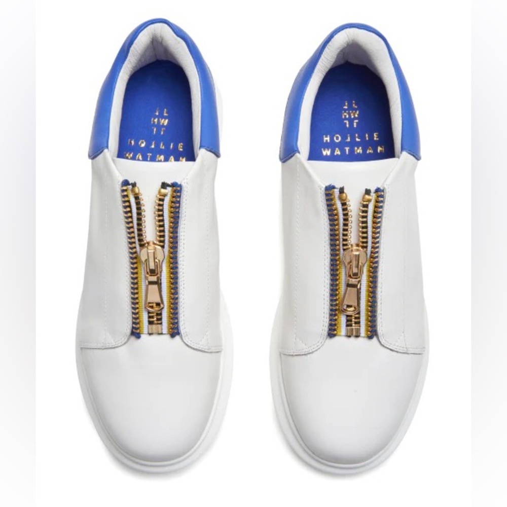 NEW Hollie Watman Zip It - White Fashion Sneakers Blue, white